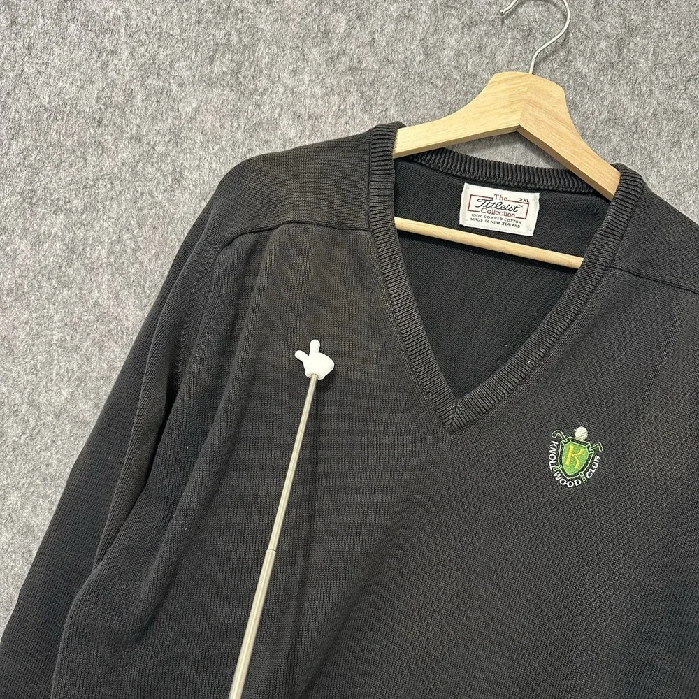 Titleist Collection Golf Sweater Black V-Neck Cotton XXL Knollwood‎ Club FADED